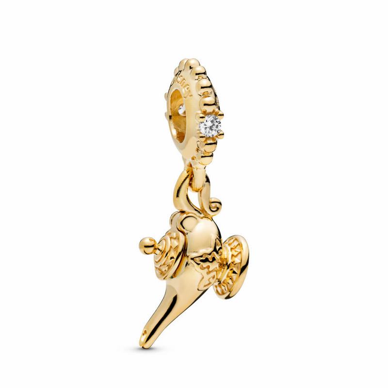 Pandora Disneyr Magic Lamp Dangle Charm - 18ct Gold Plated/Enamel/Green/Cubic Zirconia - Canada | DU